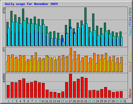 Daily usage for November 2025